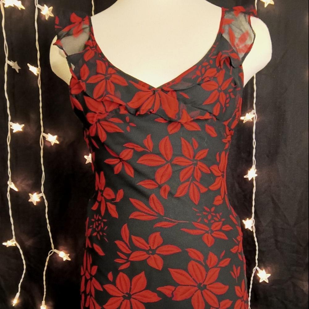 Miss B red and black midi dress